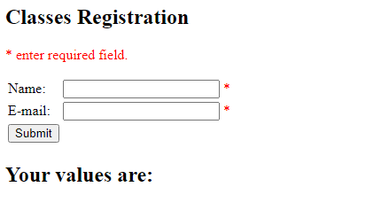 Classes Registration