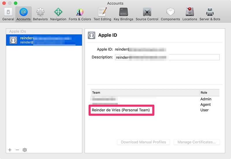 Sign in to Xcode with Your Developer Account