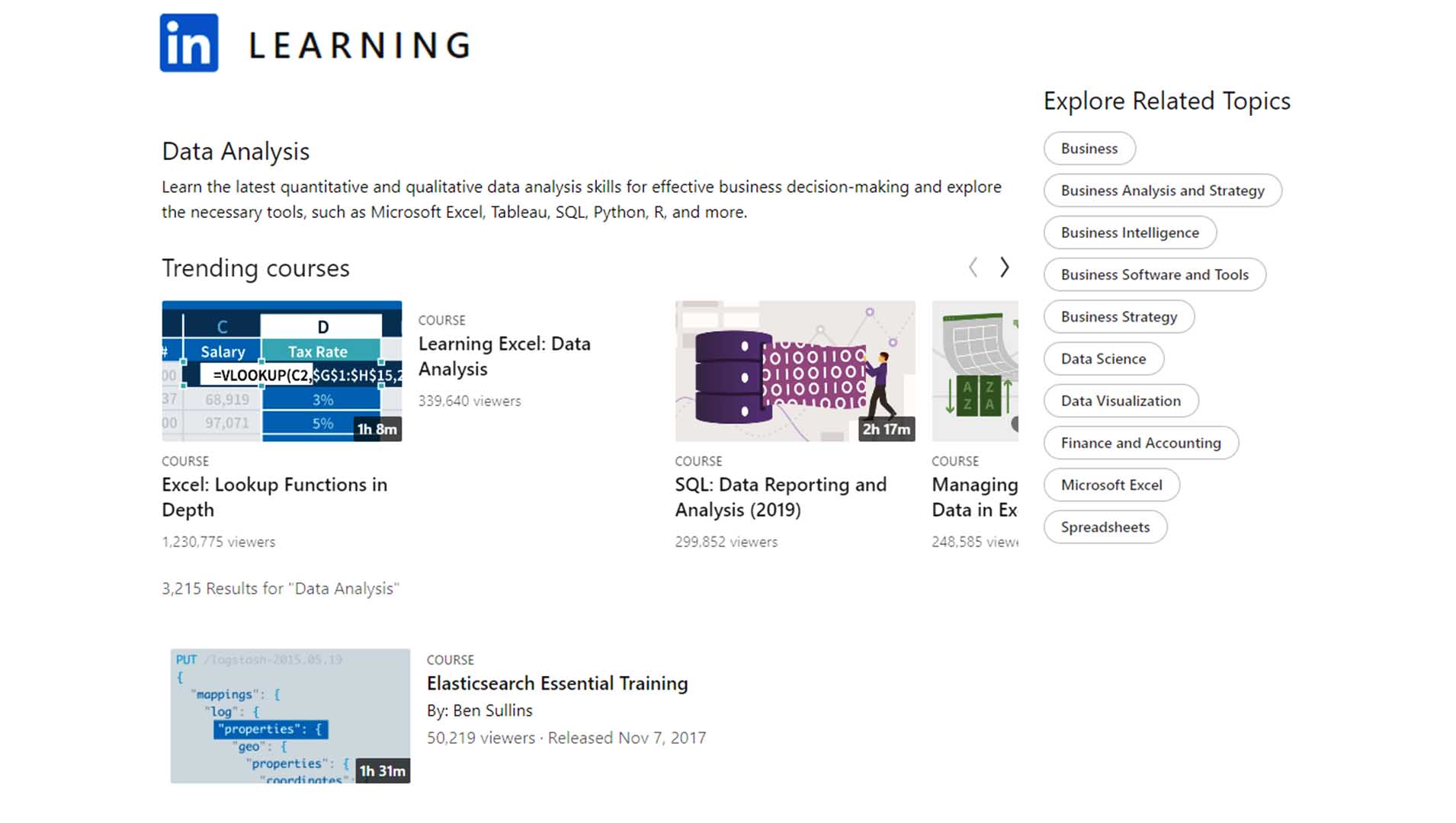Data Analysis Courses and Training (LinkedIn Learning)