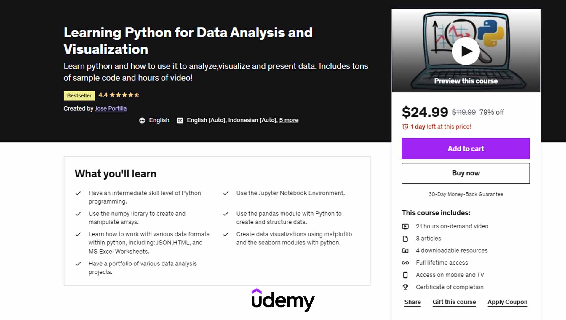 Learn Python for Data Analysis and Visualization