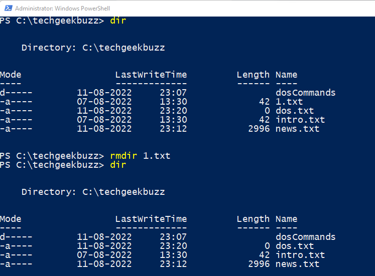 remove directory command