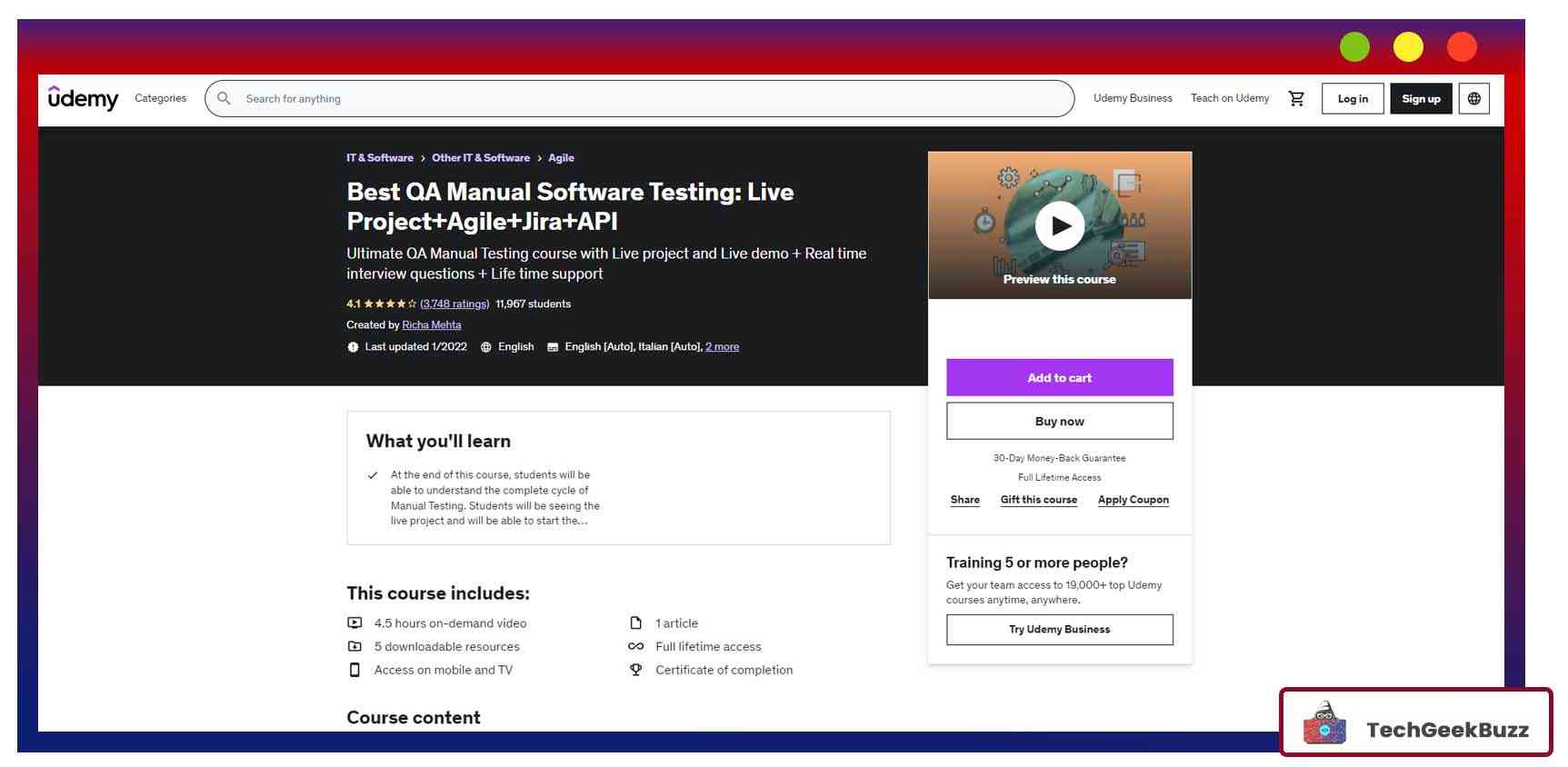 Best QA Manual Software Testing: Live Project+Agile+Jira+API