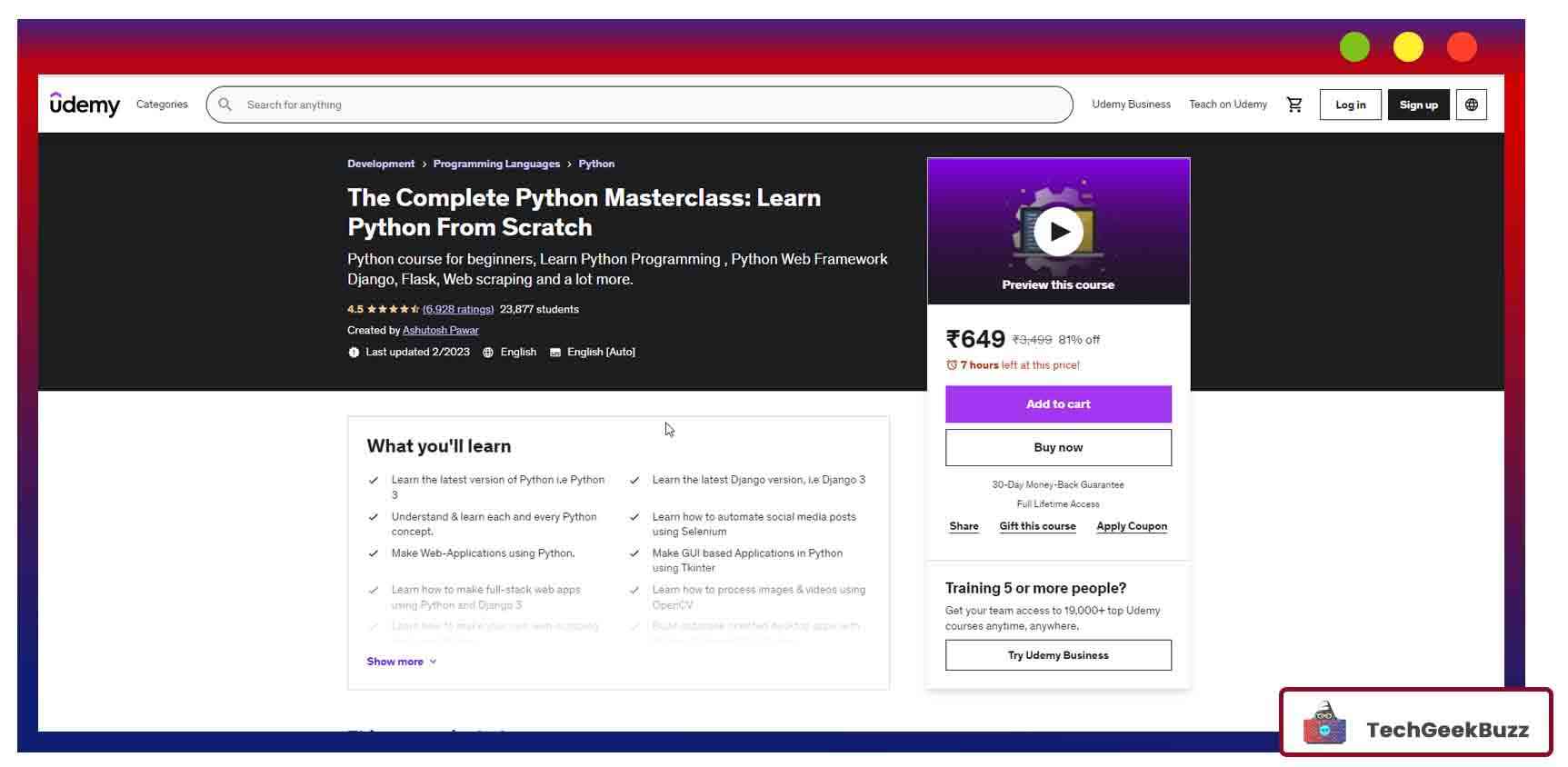 The Complete Python Masterclass: Learn Python From Scratch Complete Python Masterclass